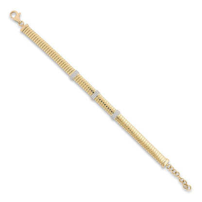 Tubogas Style Three Bar Adjustable Diamond Bracelet
