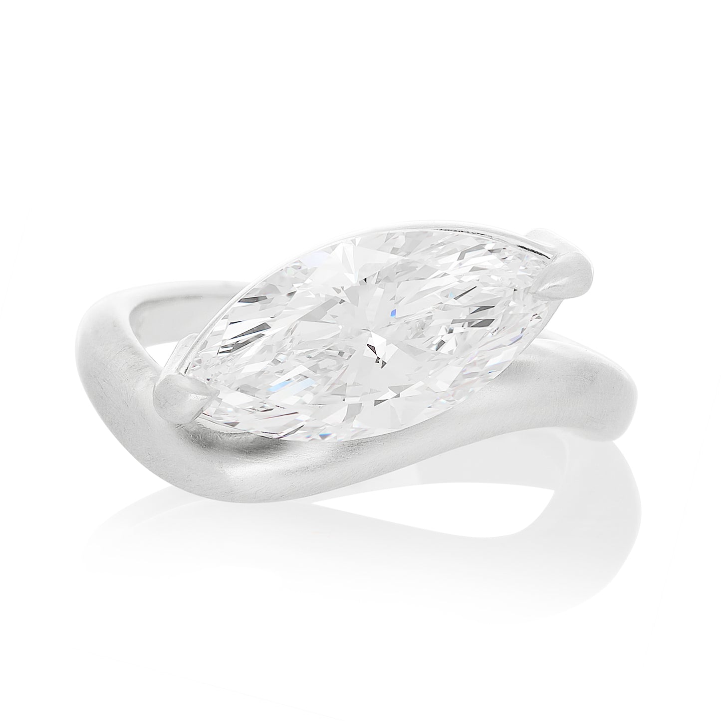 Wavy Lab Diamond Marquise Ring