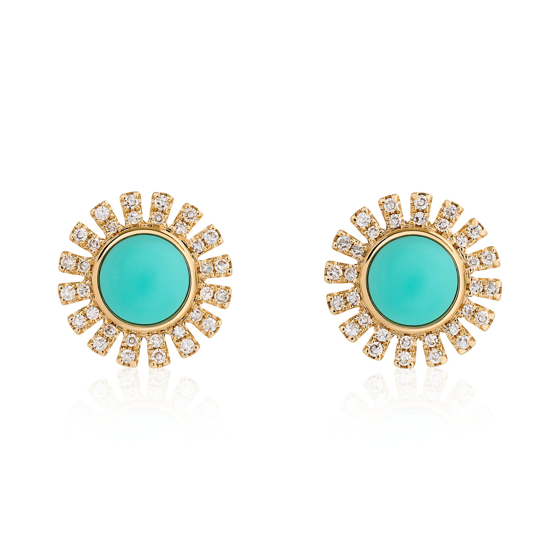 Turquoise Sun and Diamond Earrings