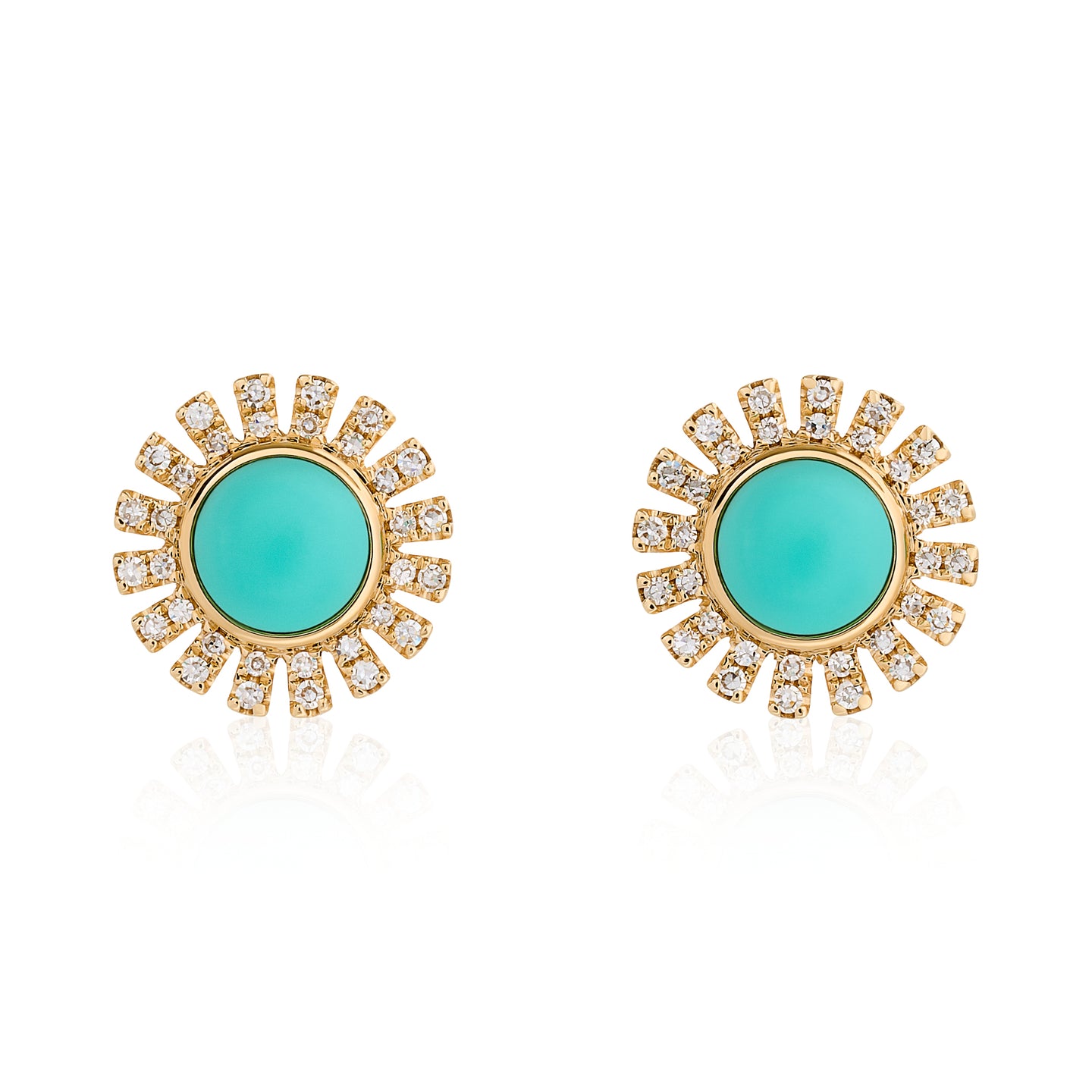 Turquoise Sun and Diamond Earrings