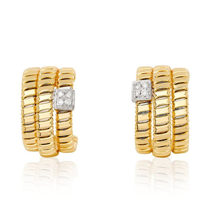 Triple Row Tubogas Style Hoop Earrings
