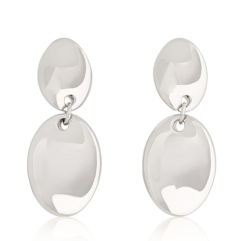 Silver Twisted Oval Link Dangle Earrings