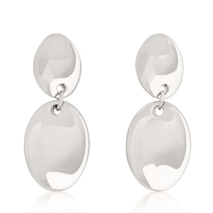 Silver Twisted Oval Link Dangle Earrings