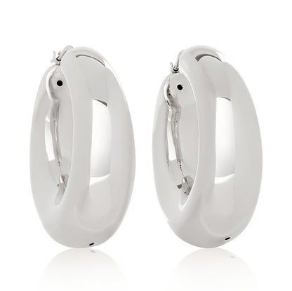 Sterling Silver Graduated Chunky Hoop Earrings