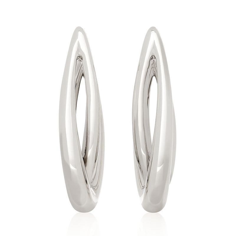 Sterling Silver Electroform Double Crossover Oval Hoops