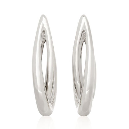 Sterling Silver Electroform Double Crossover Oval Hoops