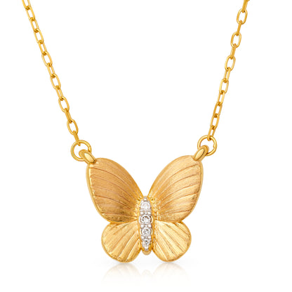 Diamond Satin Gold Butterfly Pendant