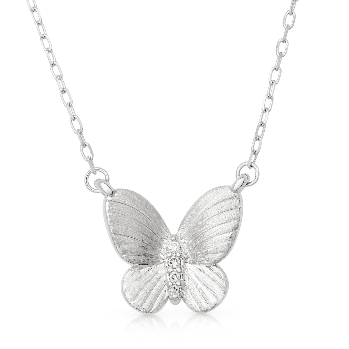 Diamond Satin Gold Butterfly Pendant