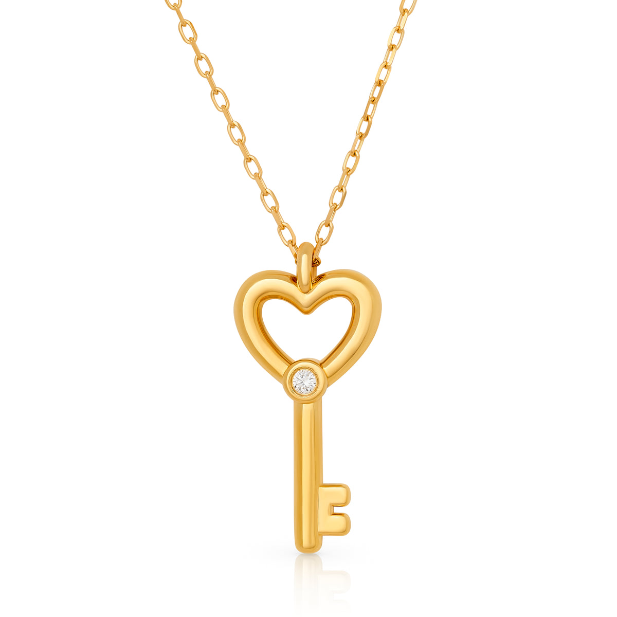 Children’s Petite Diamond Heart Key Pendant