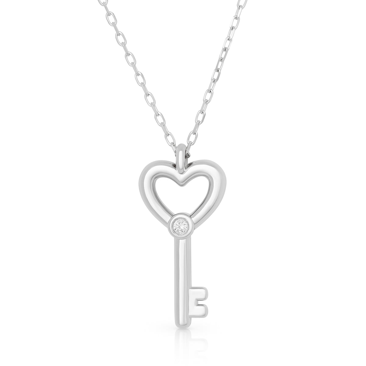 Children’s Petite Diamond Heart Key Pendant