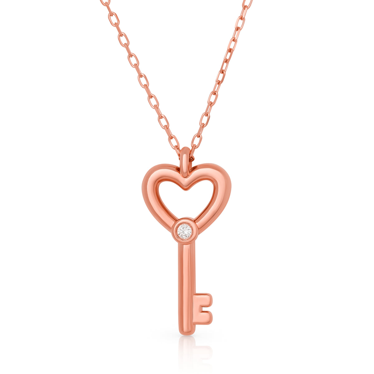 Children’s Petite Diamond Heart Key Pendant