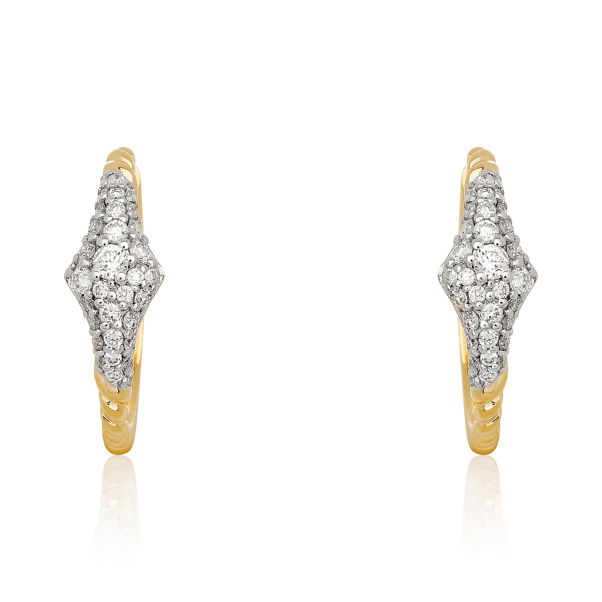 Diamond Graduated Pave Diamond Hoop Earrings