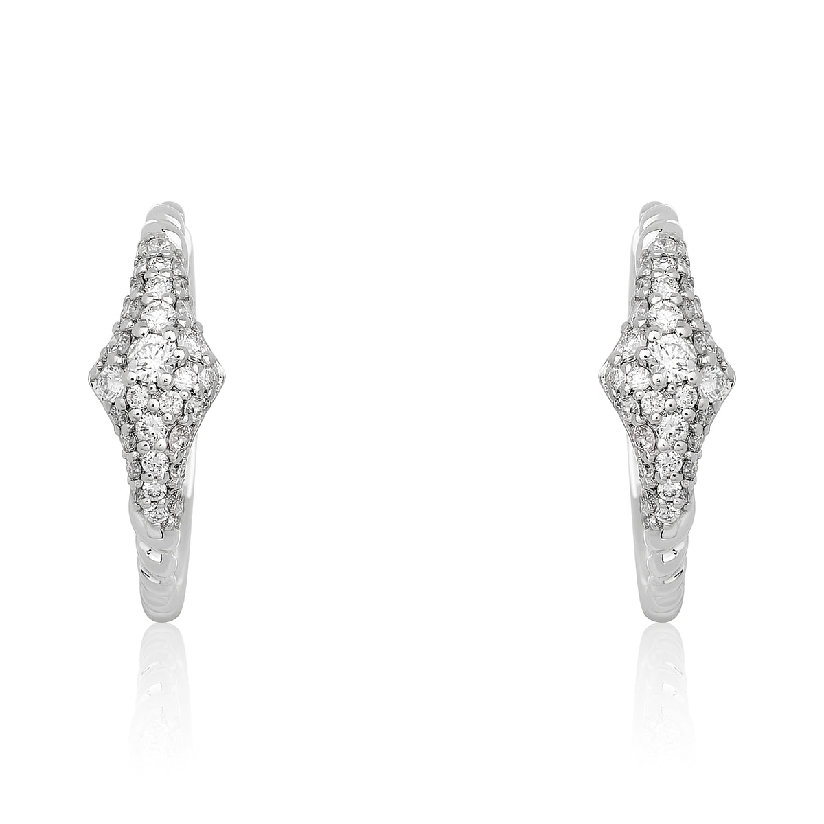 Diamond Graduated Pave Diamond Hoop Earrings