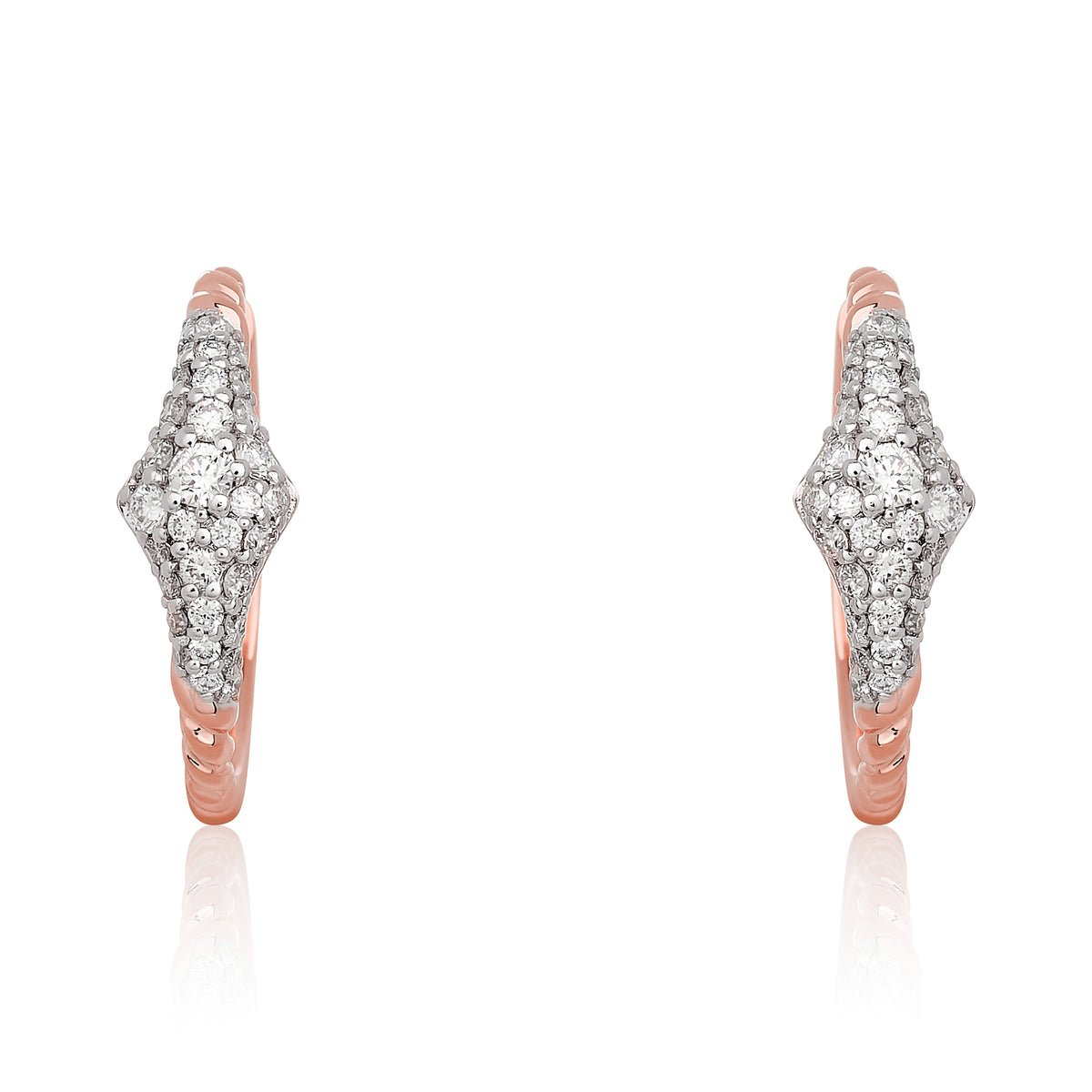 Diamond Graduated Pave Diamond Hoop Earrings