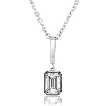 Lab Diamond Emerald Cut Button Back Pendant