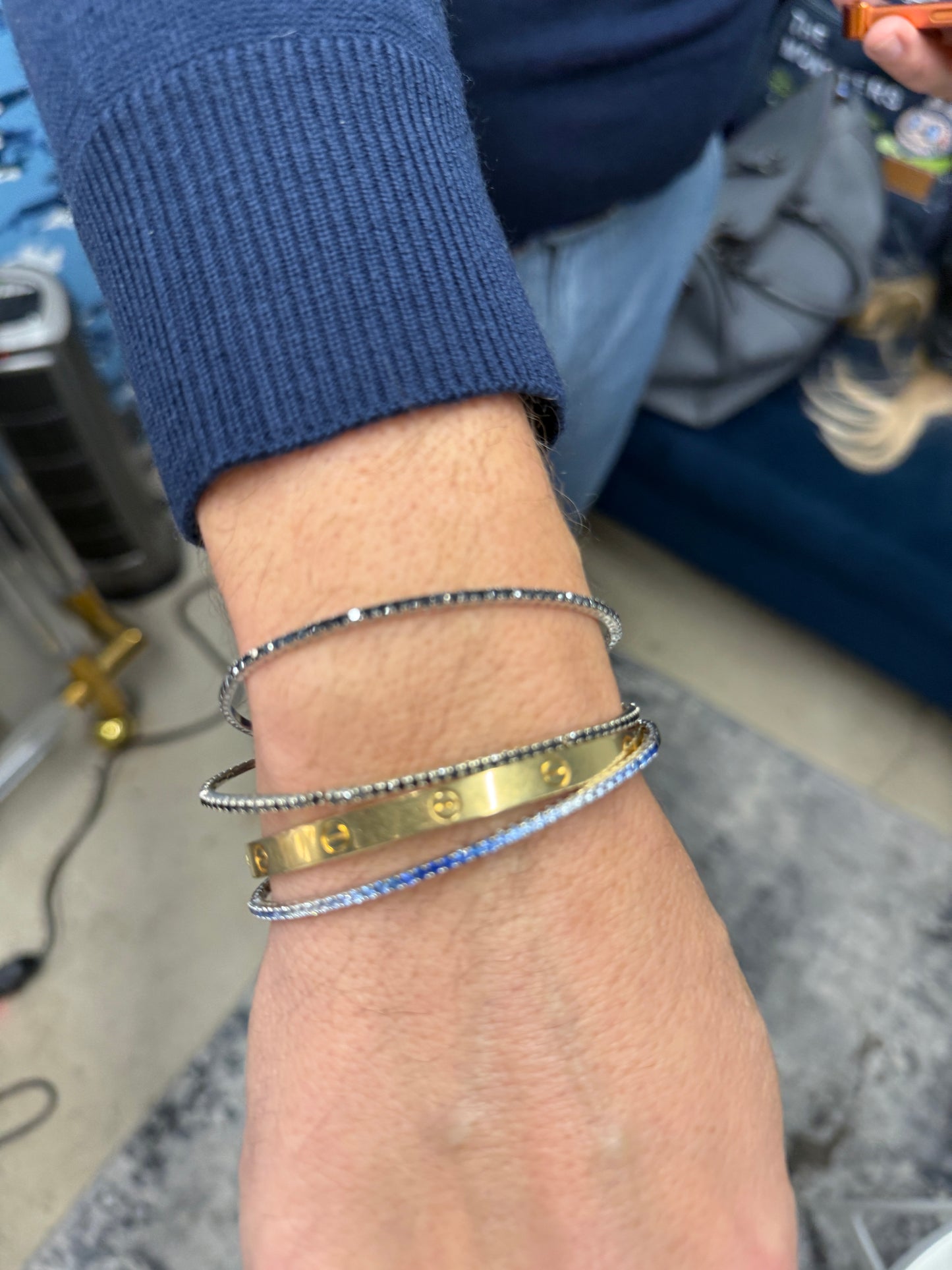 Mens Black Diamond Flex Bangle