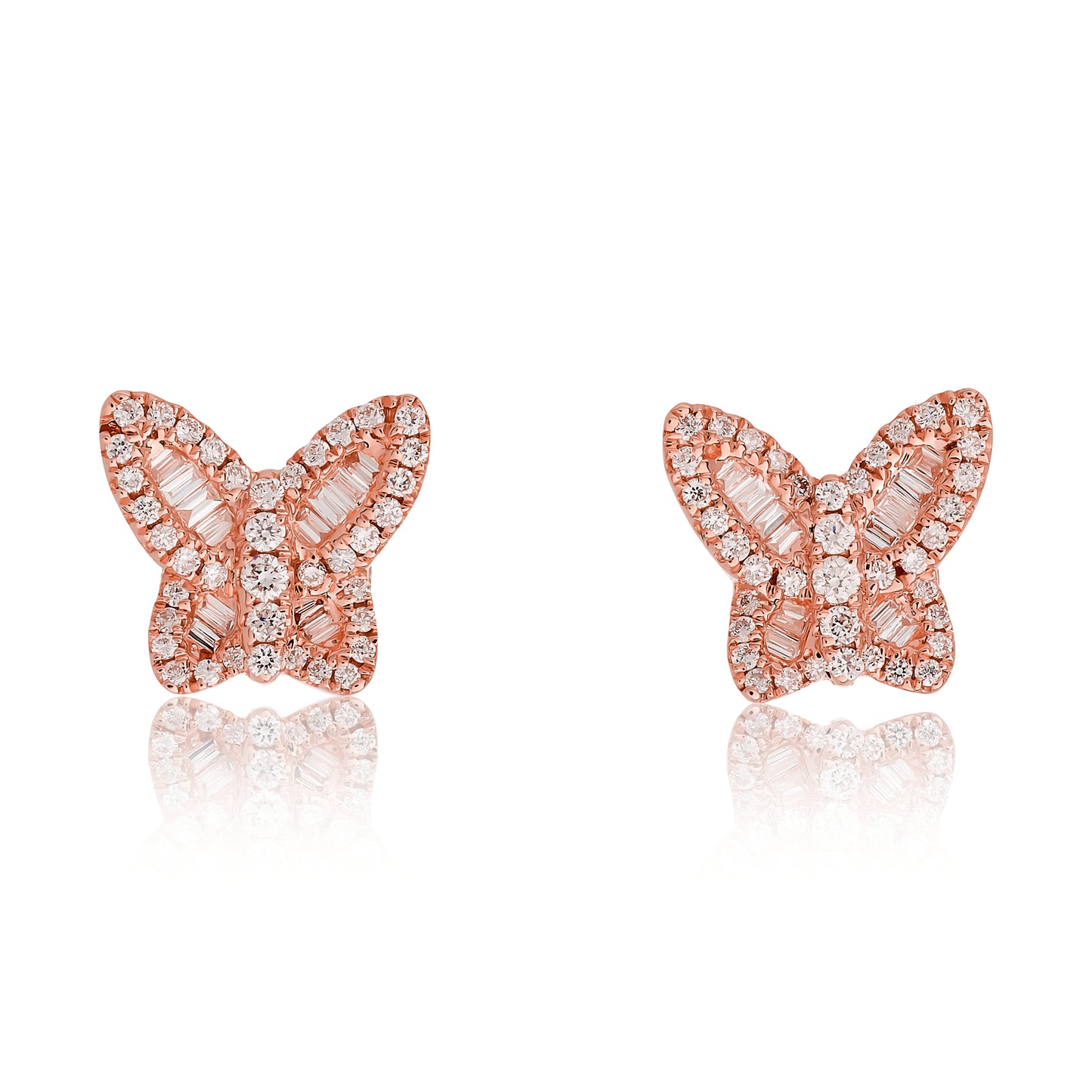Tiny Diamond Butterfly Stud Earrings