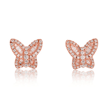 Tiny Diamond Butterfly Stud Earrings