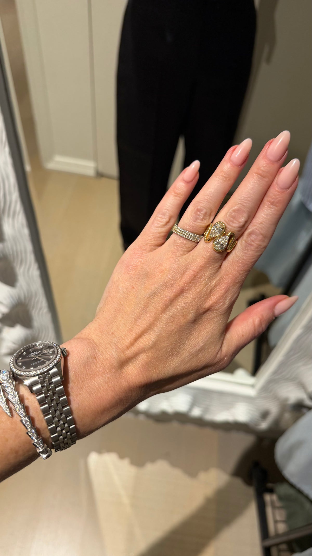 Lab Pear Diamond Wavy Ring
