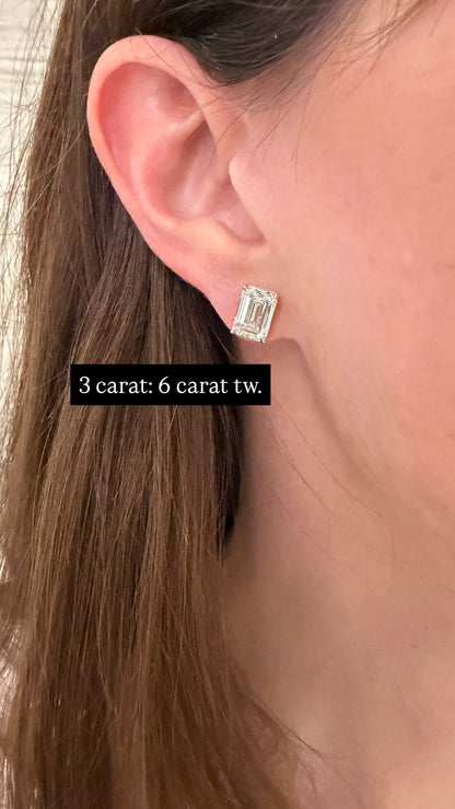 Lab Grown Emerald Cut Studs