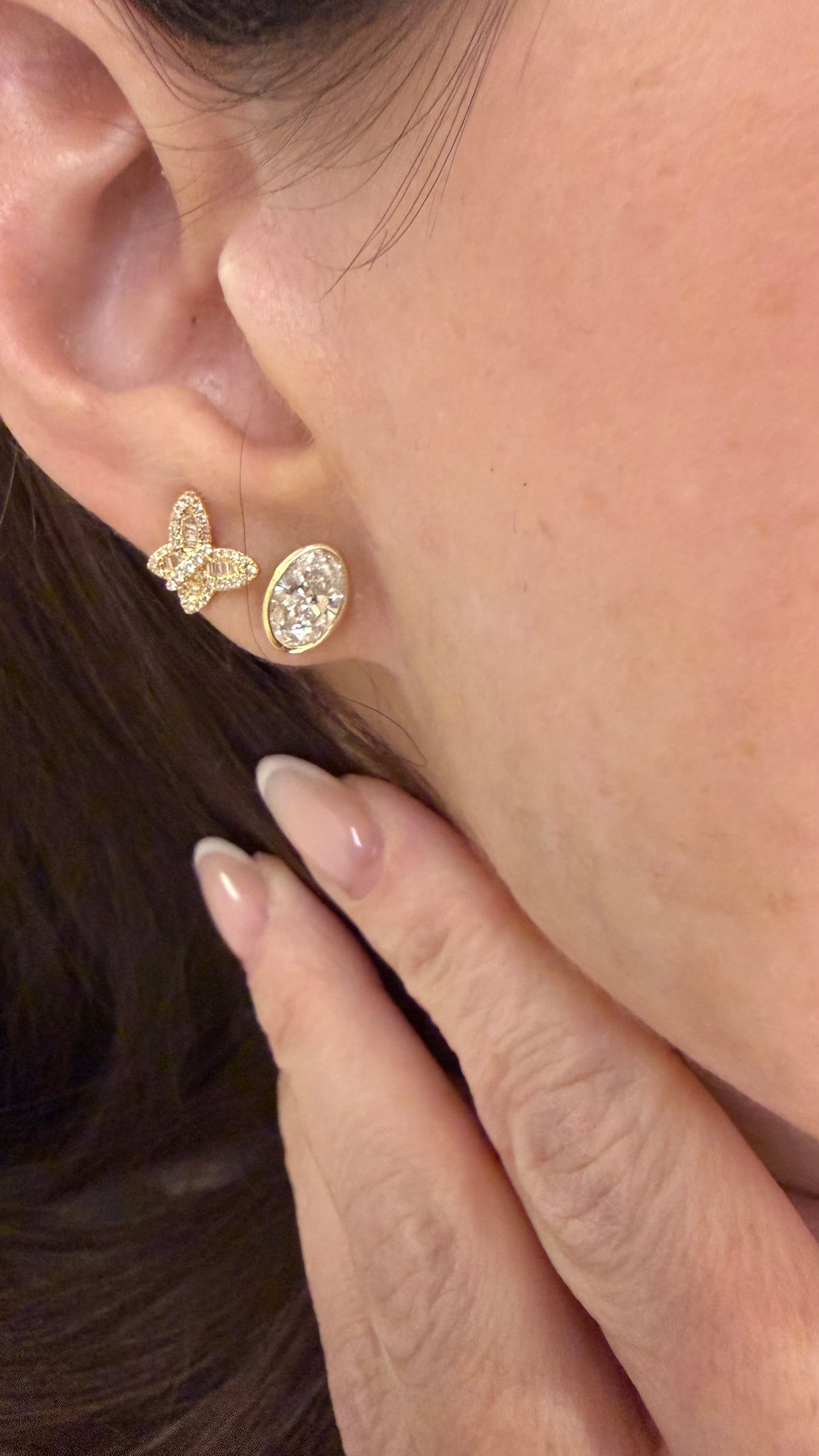 Tiny Diamond Butterfly Stud Earrings