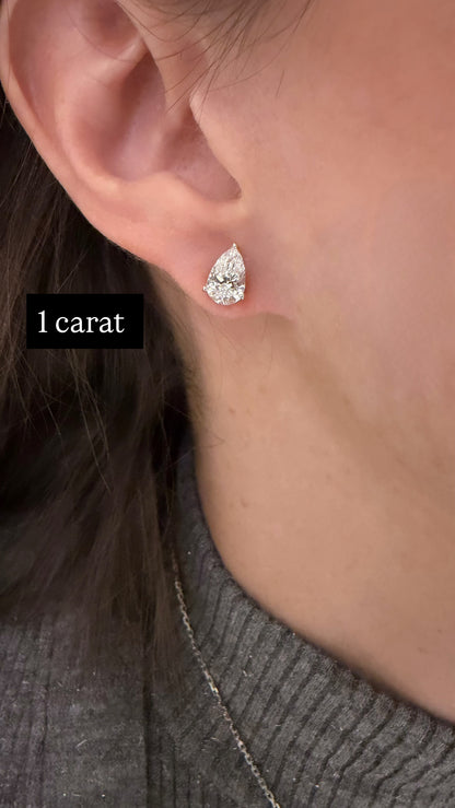 Lab Grown Pear Shape Diamond Stud Earrings