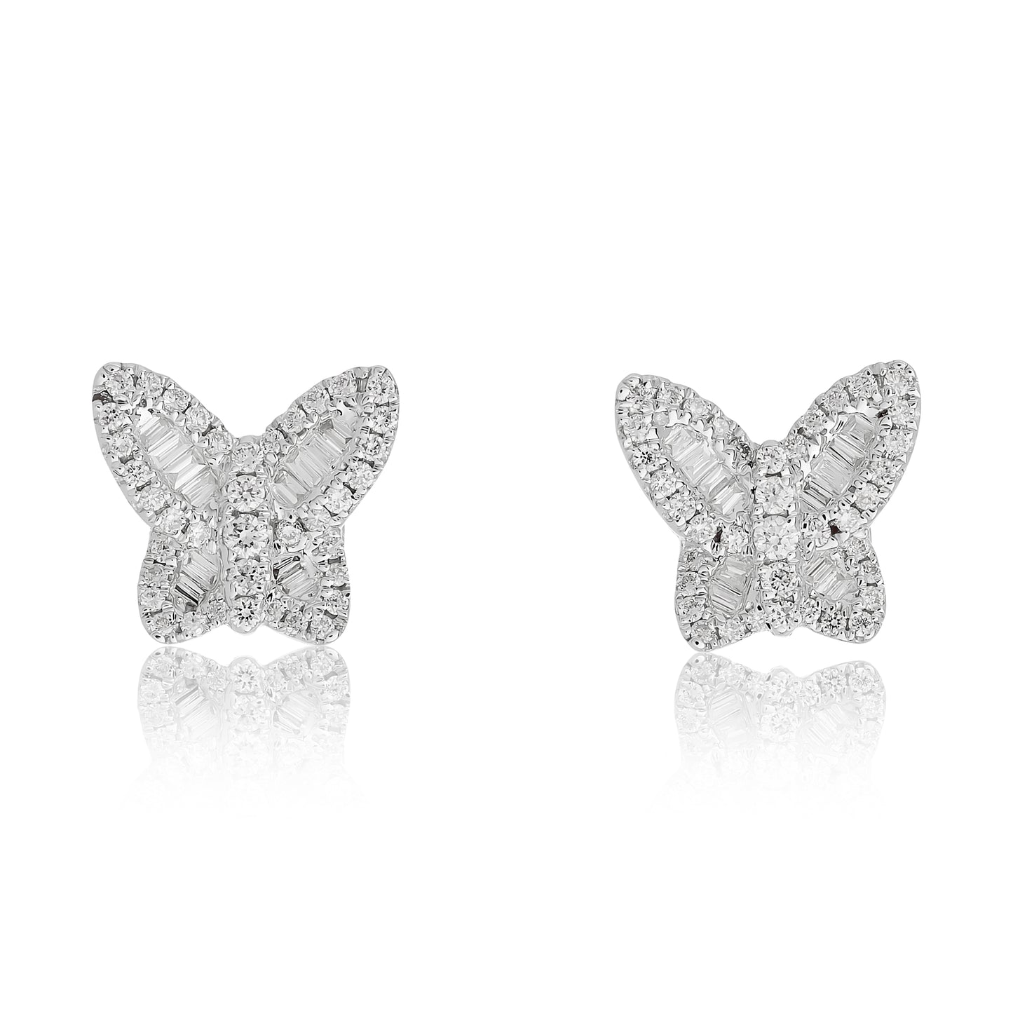 Tiny Diamond Butterfly Stud Earrings