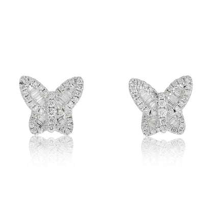 Tiny Diamond Butterfly Stud Earrings