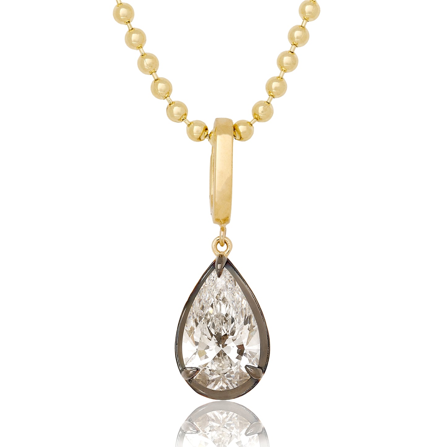Lab Diamond Pear Shape Button Back Pendant