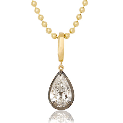 Lab Diamond Pear Shape Button Back Pendant