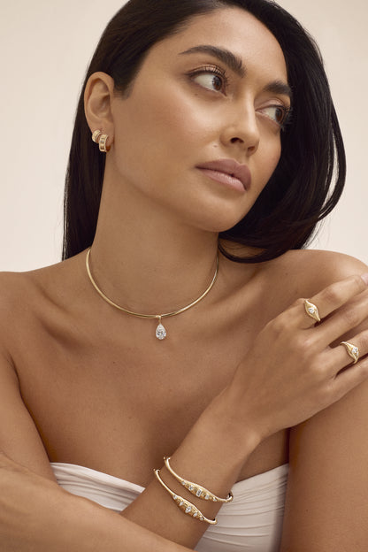 Fluted Style 2 Diamond Hoop Earrings