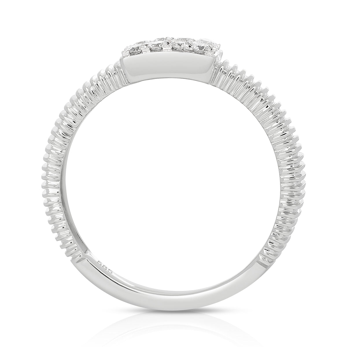 Fluted Gold and Diamond Pinky Ring