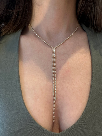 Double Drop Diamond Lariat Necklace