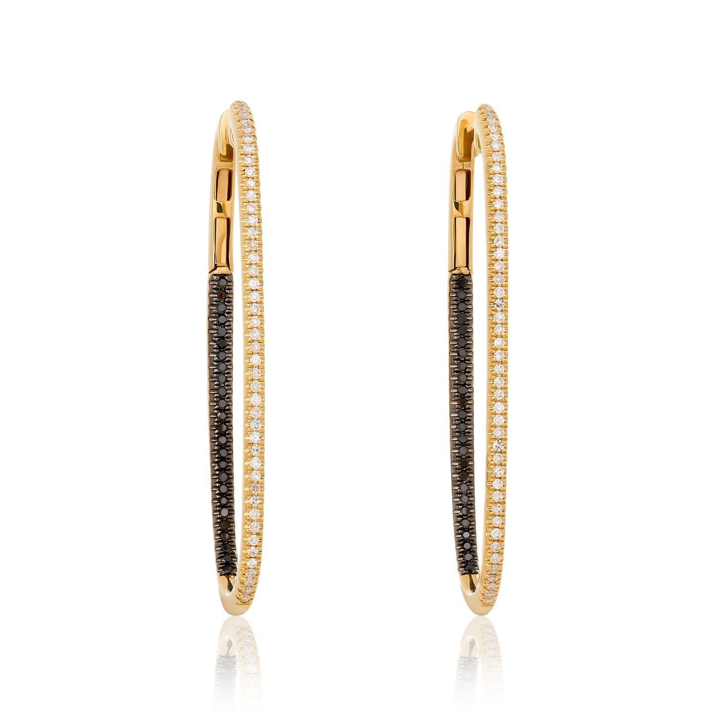Black and White Diamond Rectangular Hoop Earrings