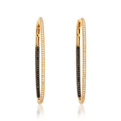 Black and White Diamond Rectangular Hoop Earrings