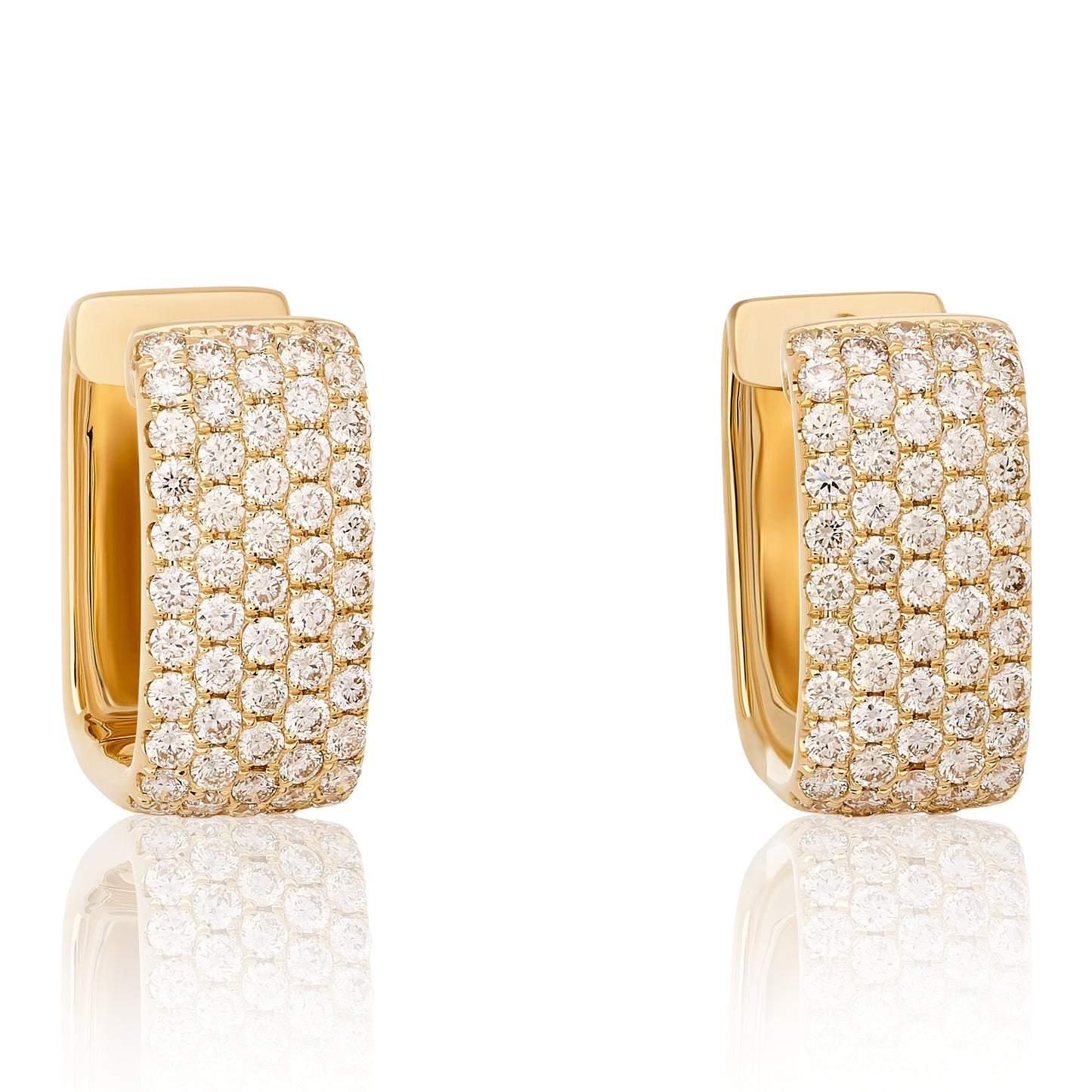Five Row Diamond Rectangular Hoop Earrings