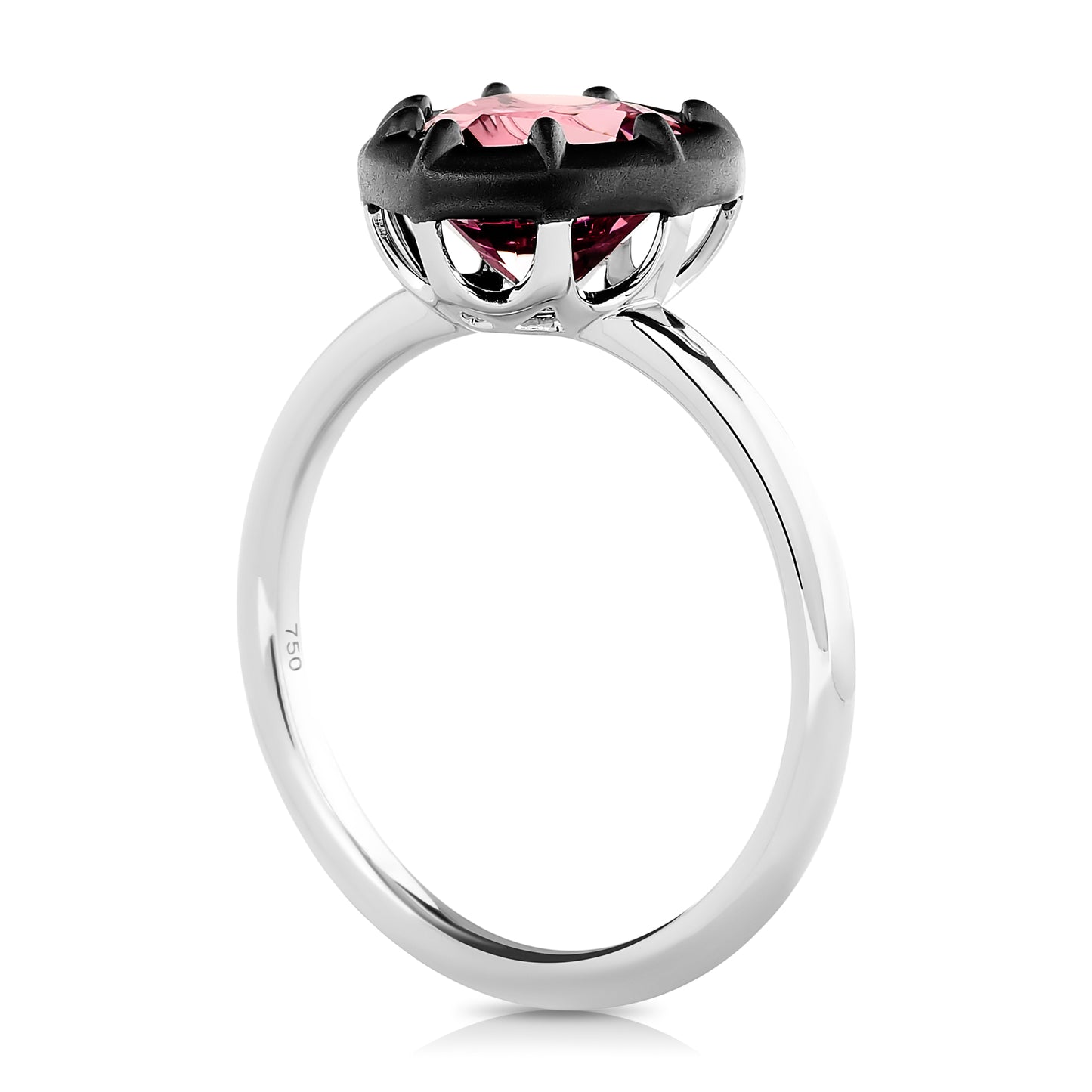 Pink Tourmaline Ring with Black Rhodium