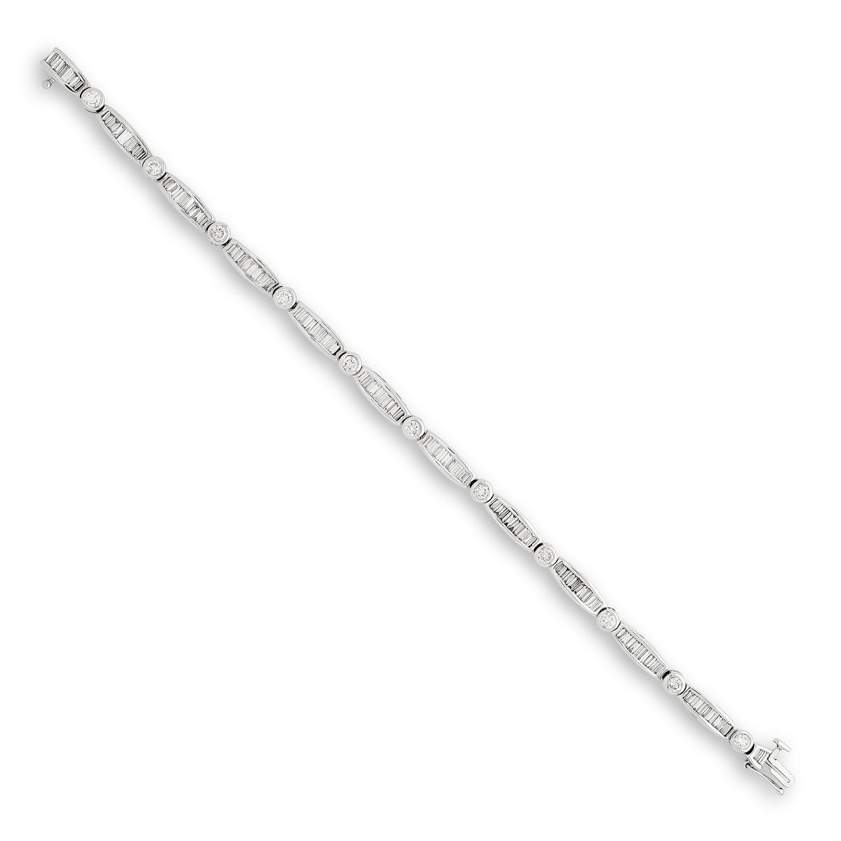 Vintage Round and Baguette Diamond Bracelet