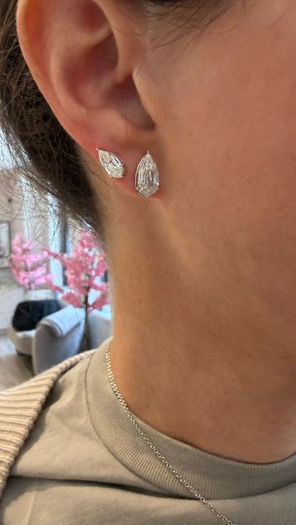 Step Cut Lab Diamond Pear Studs