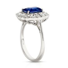 Load image into Gallery viewer, Emerald Cut Sapphire and Diamond Ring