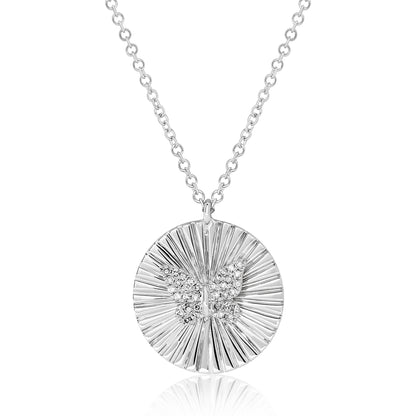 Fluted Diamond Butterfly Disc Pendant