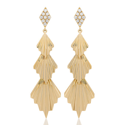Fluted Diamond Feather Earrings