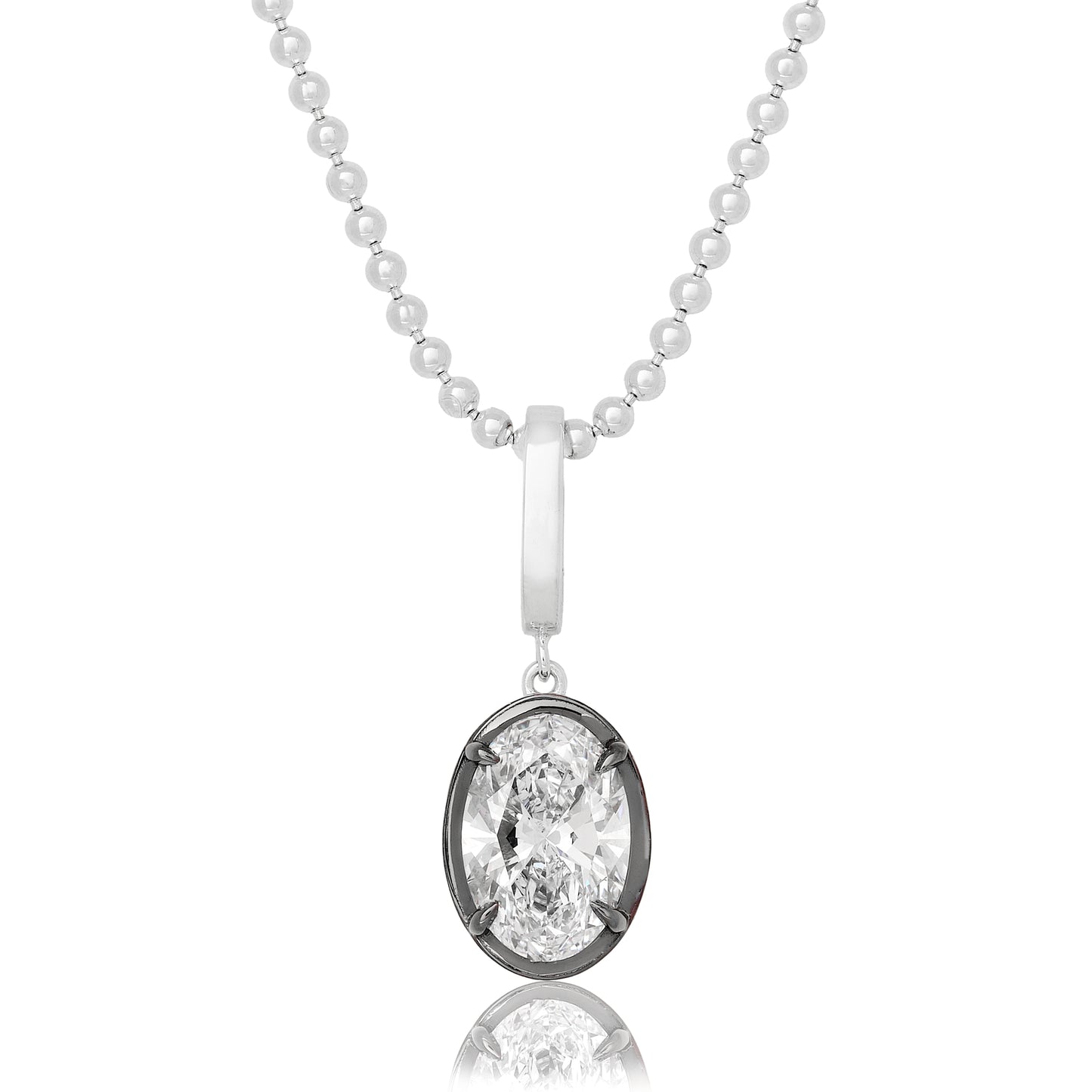 Lab Diamond Oval Button Back Pendant