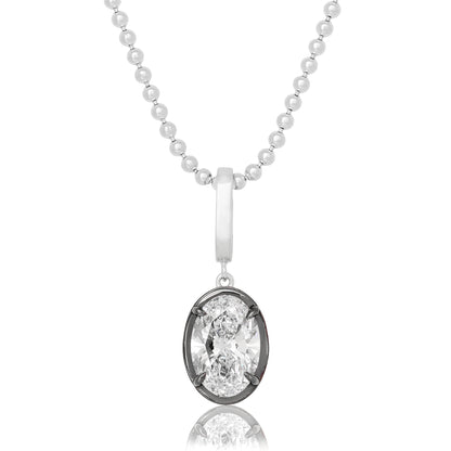 Lab Diamond Oval Button Back Pendant
