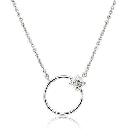 Open Circle Square Cut Diamond Pendant
