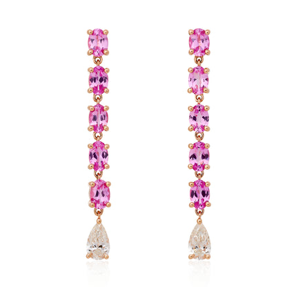 Pink Sapphire and Diamond Drop Earrings