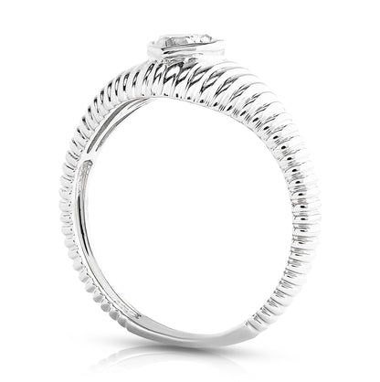 Fluted Diamond Heart Ring