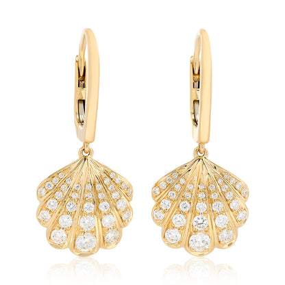 Diamond SeaShell Dangle Earrings