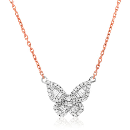 Two Tone Romantic Butterfly Pendant in Size 2