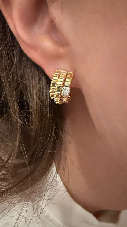 Triple Row Tubogas Style Hoop Earrings